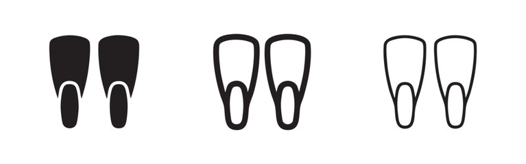 Diving Fins Icon Set. Underwater Swimming Equipment. © liubomir118809
