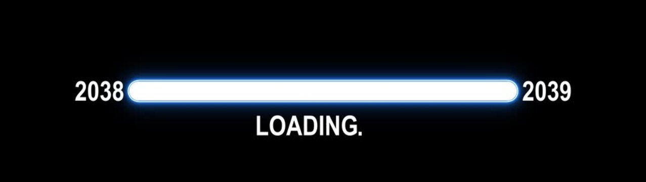 New 2039 year progress bar. Concept of new year, annual plan, growth strategy, business planning. New year 2039 loading bar animation Year changing from 2038 to 2039