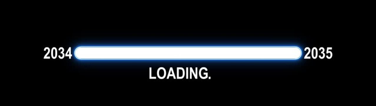 New 2035 year progress bar. Concept of new year, annual plan, growth strategy, business planning. New year 2035 loading bar animation Year changing from 2034 to 2035