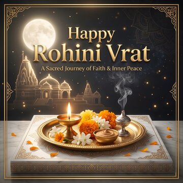 Rohini vrat sacred journey faith inner peace gold plate flowers candles