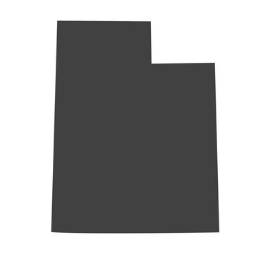Utah State Map with Gray Color Silhouette on Transparent Background
