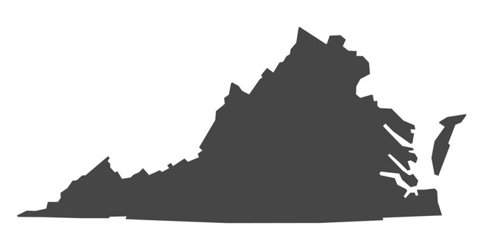 Virginia State Silhouette Gray Solid Vector Map Isolated