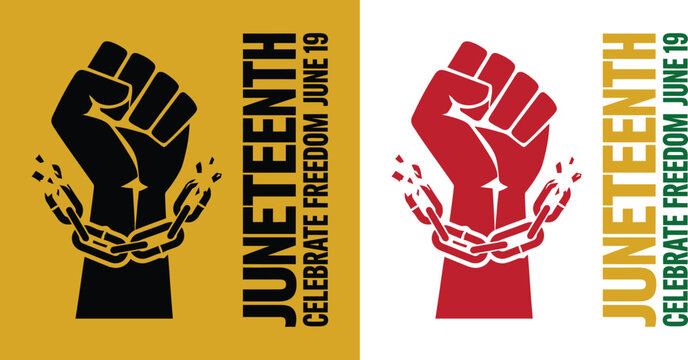 Juneteenth celebrations emblems breaking chains