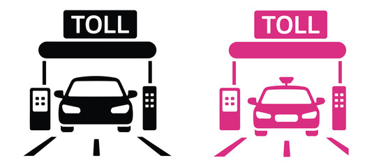 Toll plaza barrier icon collection vector illustration, modern highway transportation symbols for road payment systems, isolated on white background with minimal clean design elements. © Mizu Ahmed 2