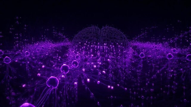A futuristic, abstract representation of a human brain composed of interconnected nodes and glowing pathways, symbolizing neural networks and artificial intelligence.