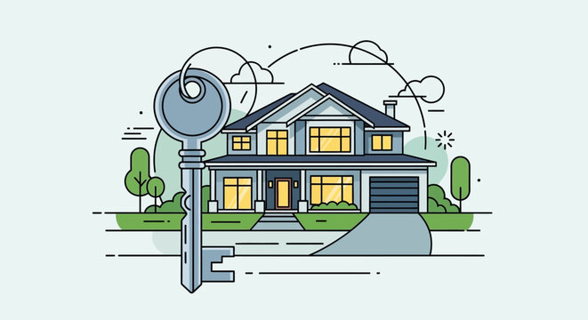 House Key Concept Real Estate Vector Illustration