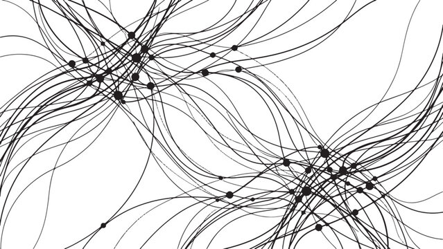 Abstract dynamic flow lines with node clusters representing data stream network connectivity force field and energy visualization