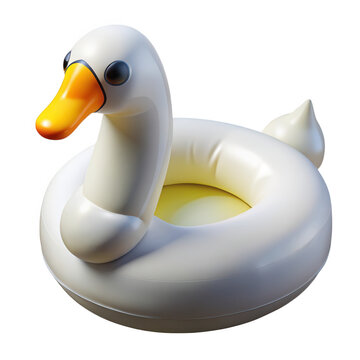 3d rendered inflatable duck pool float isolated on transparent background