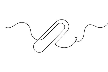 Obraz premium Minimalist single line art of a paperclip, clean outline vector for office and business design
