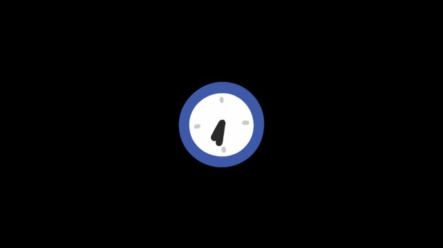 Animated sequence of three simple blue and white analog clocks with black hands moving at different speeds across a black background symbolizing time passing deadlines and scheduling concepts