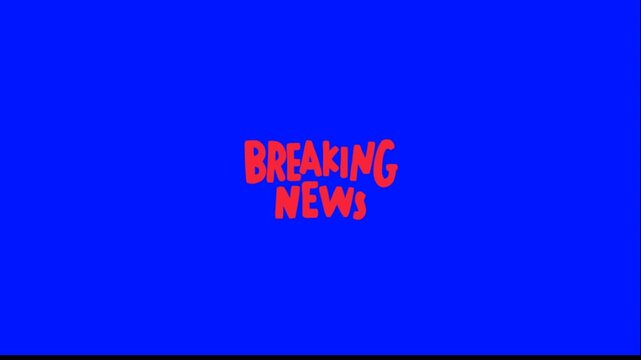 Breaking news animated graphic with red text on blue background