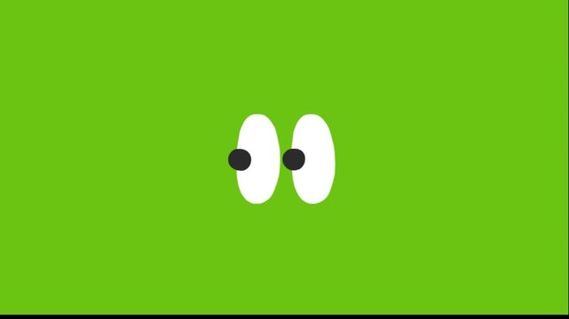 Whimsical cartoon eyes peeking from behind a vibrant green surface a playful and curious animation sequence with a simple clean aesthetic perfect for conveying surprise or observation in digital