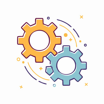 Two interlocking gears illustration