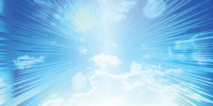 Bright Blue Sky With Dynamic Radial Speed Lines Effect