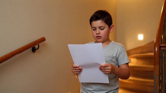 階段で新聞を読む少年は,真の人間関係と現代生活を強調している。