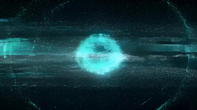 Glowing virus line dark music technology background with hack effect and abstract digital texture, abstract light strip dark background with glowing center and fine grain texture, abstract digital