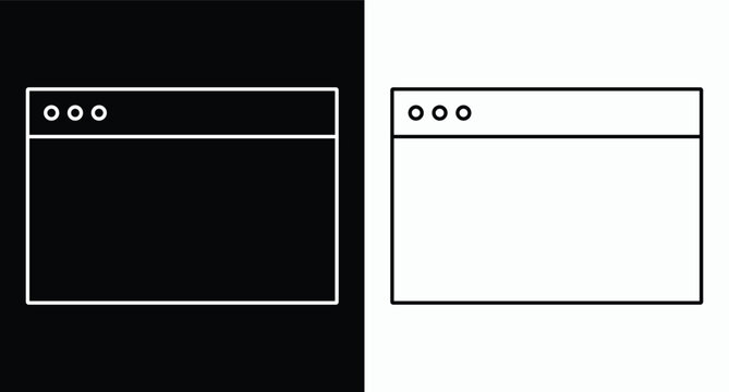 Browser Window Interface Icon Set, Dark and Light Mode Comparison
