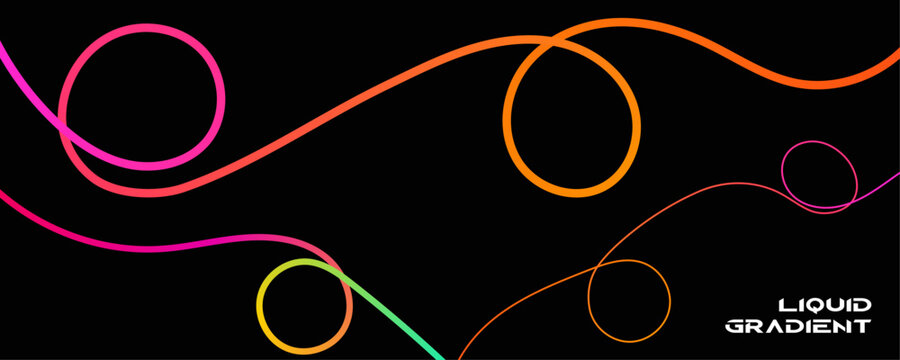 Abstract linear gradient background with vibrant multicolor lines and circles