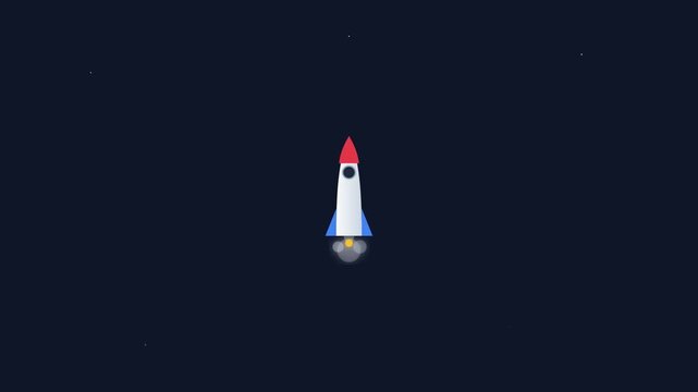 startup rocket launch hovering animation 4k