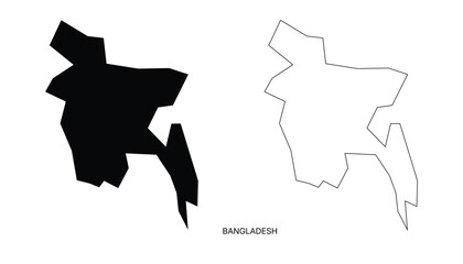 Bangladesh country map silhouette outline graphic vector illustration design isolated on white background national territory geography atlas © Rashida