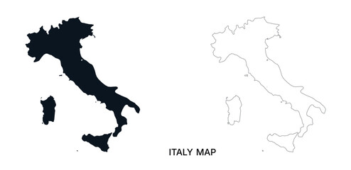 Italy country map silhouette outline set bundle graphic vector illustration design isolated modern national territory geography atlas © Rashida
