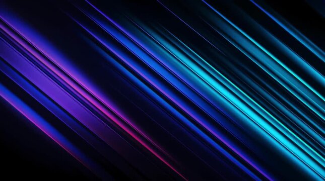 An abstract dark background with diagonal neon lines in blue and purple shades.