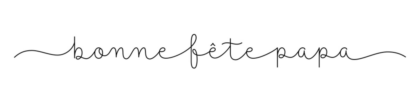 BONNE FETE PAPA (HAPPY FATHER'S DAY, DAD in French) monoline calligraphy on transparent background