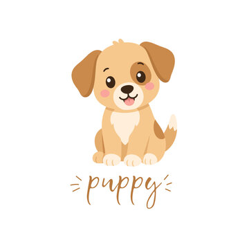 Cute kawaii puppy illustration with soft pastel colors. Perfect for nursery prints, greeting cards, stickers and baby products.
