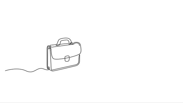 Animated self drawing Continuous line drawing Minimalist briefcase, business bag, office accessory, line art