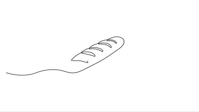 Animated self drawing Continuous line drawing Bread, crusty bread, loaf, drawing, simple line art, food illustration
