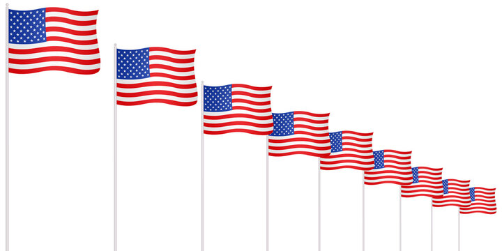 Drapeaux am&eacute;ricains sur fond blanc