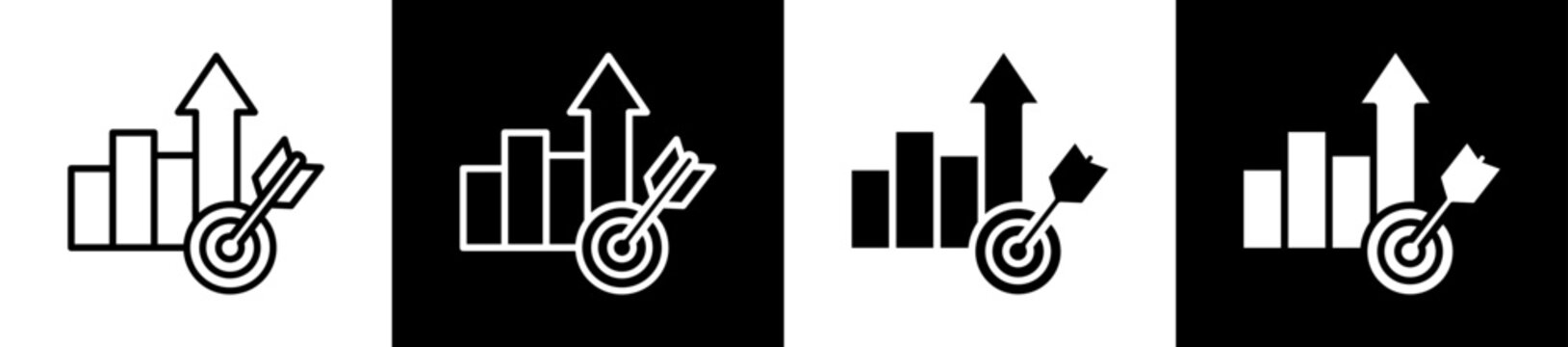 Objetive Line And Glyph Icon In Black White Background    