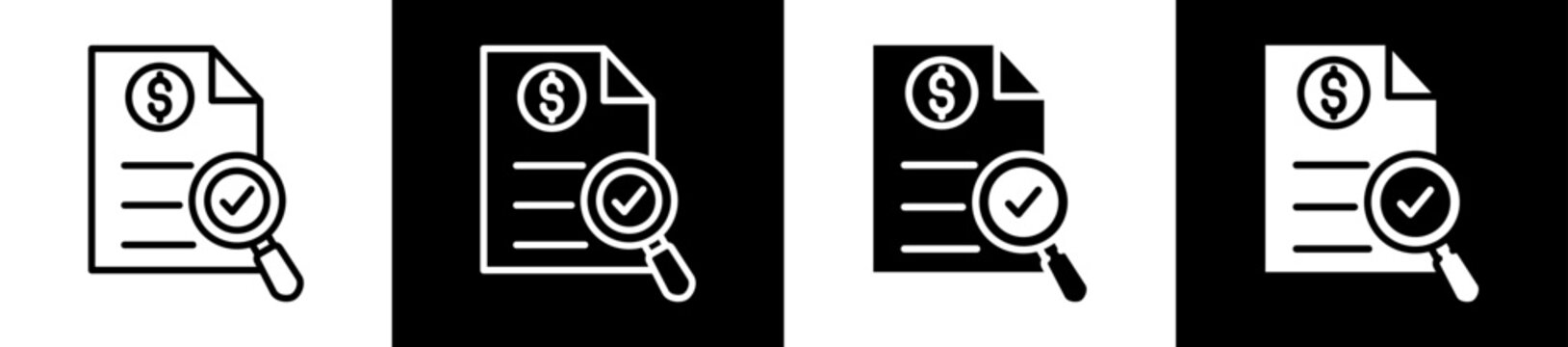 Audit Line And Glyph Icon In Black White Background    