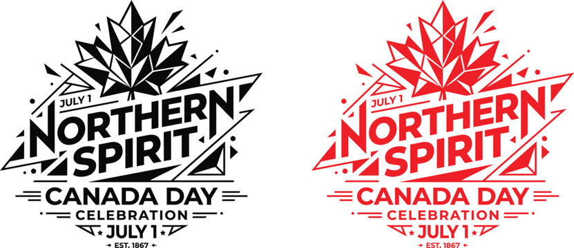 Canada Day celebration logo with maple leaf and Northern Spirit text