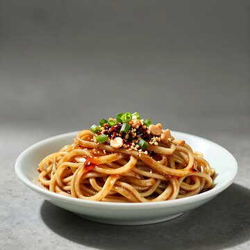 Tianshui Mian spicy sweet water noodles in a white bowl