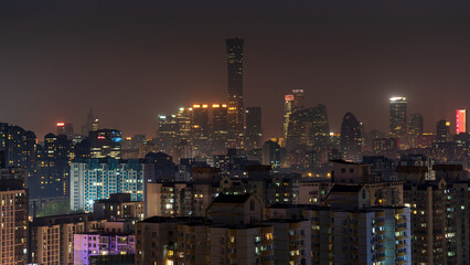 Obraz premium Night view of Beijing's bustling CBD international business district, China
