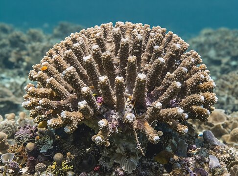 Close-Up of Hard Coral Colony with Textured Polyps on a Marine Reef