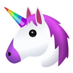 Unicorn head emoji, vector illustration, isolated on transparent background.  © Inka