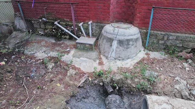 View shows a Septic Tank Filter Chamber Design for Efficient Outdoor sewage and Waste water Disposal
