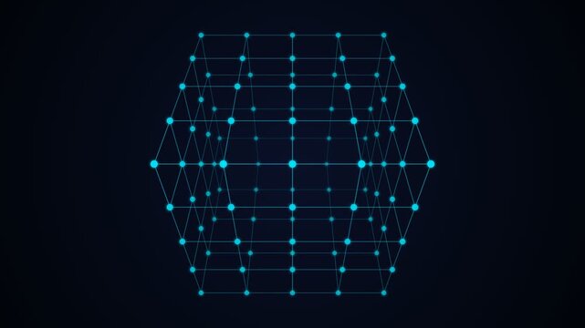 Network Cube Abstract 3D Plexus Connection Digital Technology Background Loop 4K