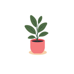 Fototapeta premium Indoor green leaf potted plant icon