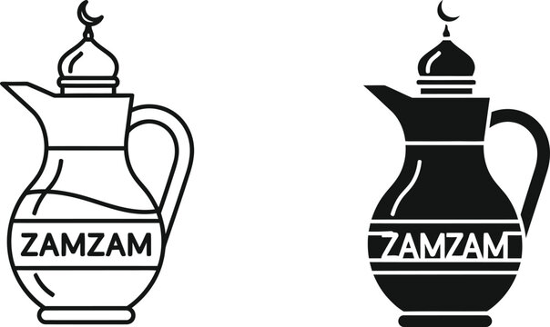 Zamzam water jugs with crescent moons