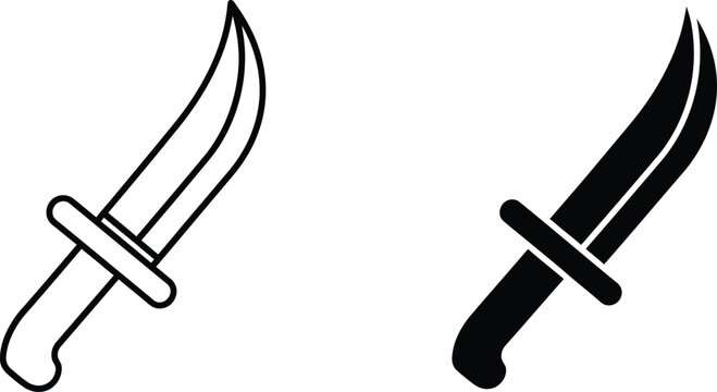 Black and white crossed scimitar daggers icon