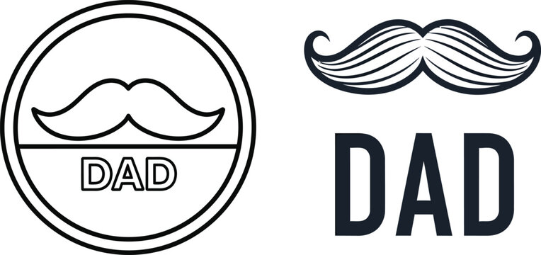 Dad mustache logo and text design