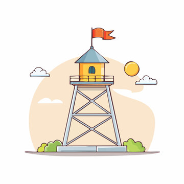 Cartoon Illustration of a Lifeguard Tower