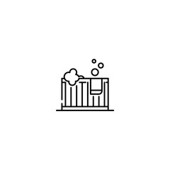 Obraz premium bathtub with soap bubbles foam icon and a towel Outline Transparent background Editable Stroke