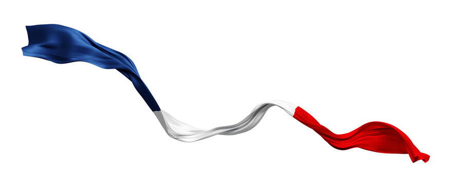 France flag flowing isolated on transparent background with copy space 3D render