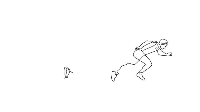 Animated self drawing of continuous line draw of  Athletes in Motion A Continuous Line Drawing.   Full length one line animation. 4K