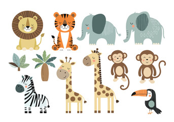 Playful safari animals illustrated beautifully with soft textures and modern pastel tones © Chelsea