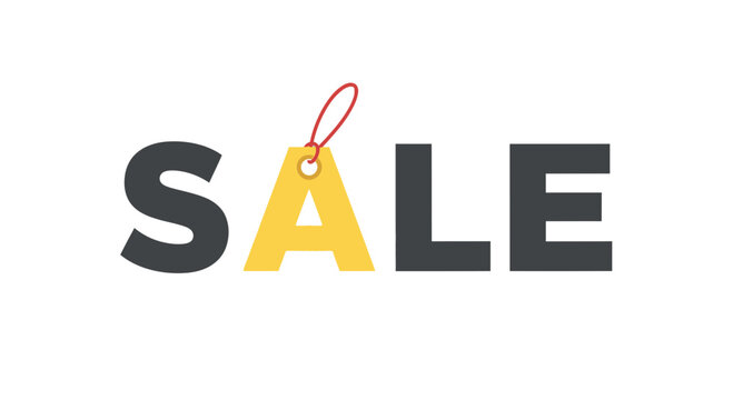Sale Tag with Bold Letters on White Background